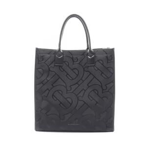 Burberry Monogram Tote Bag Canvas Leather Black